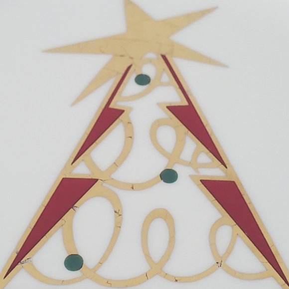 Set of 4 Pier 1 Christmas Tree 7.5” Dessert Salad Plate stylized holiday tree - Picture 9 of 9